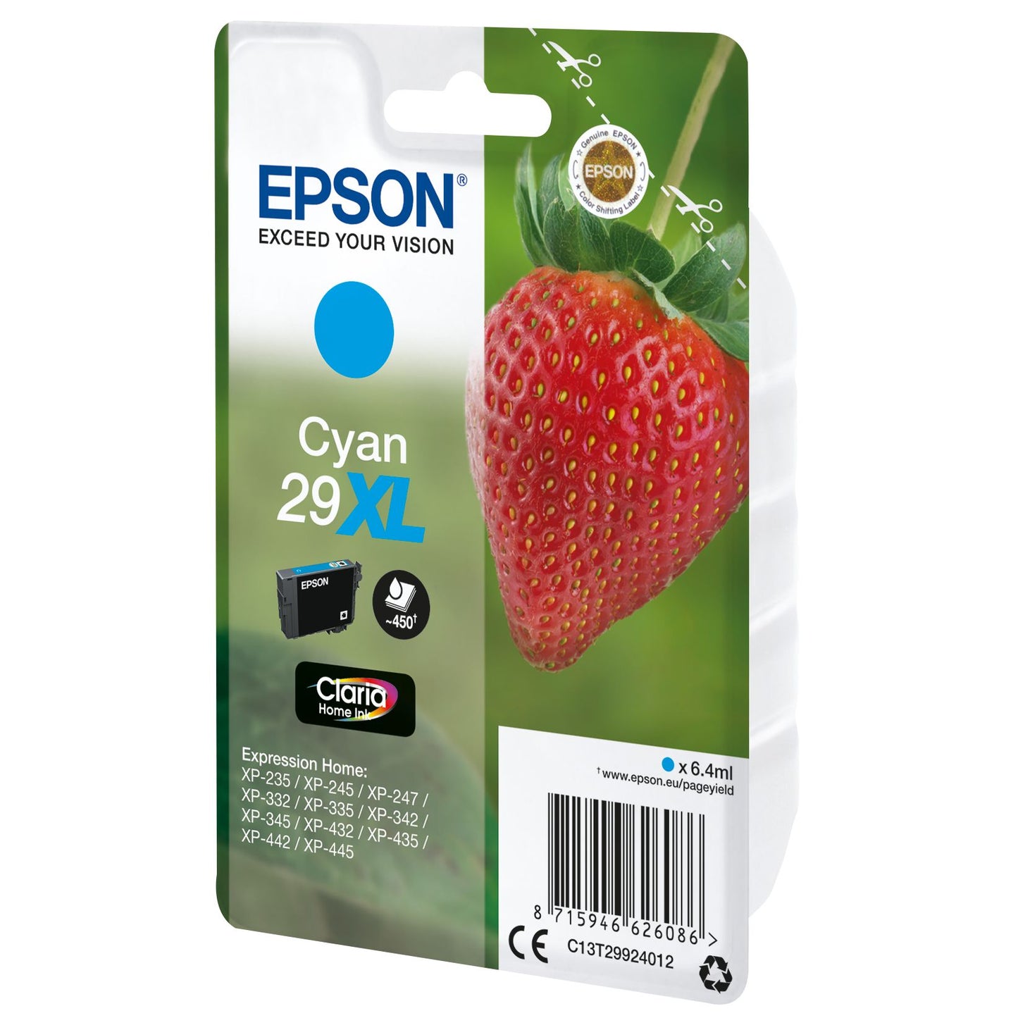 Epson -  Strawberry Singlepack Cyan 29XL Claria Home Ink