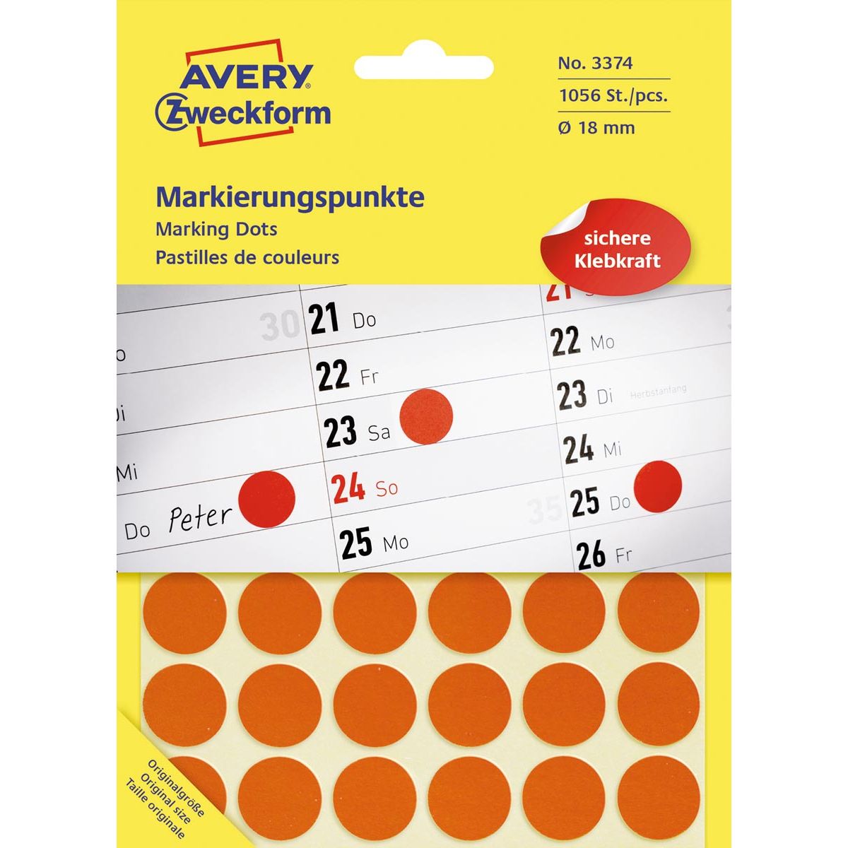 Avery Zweckform -  Ronde etiketten diameter 18 mm, rood, 1.056 stuks