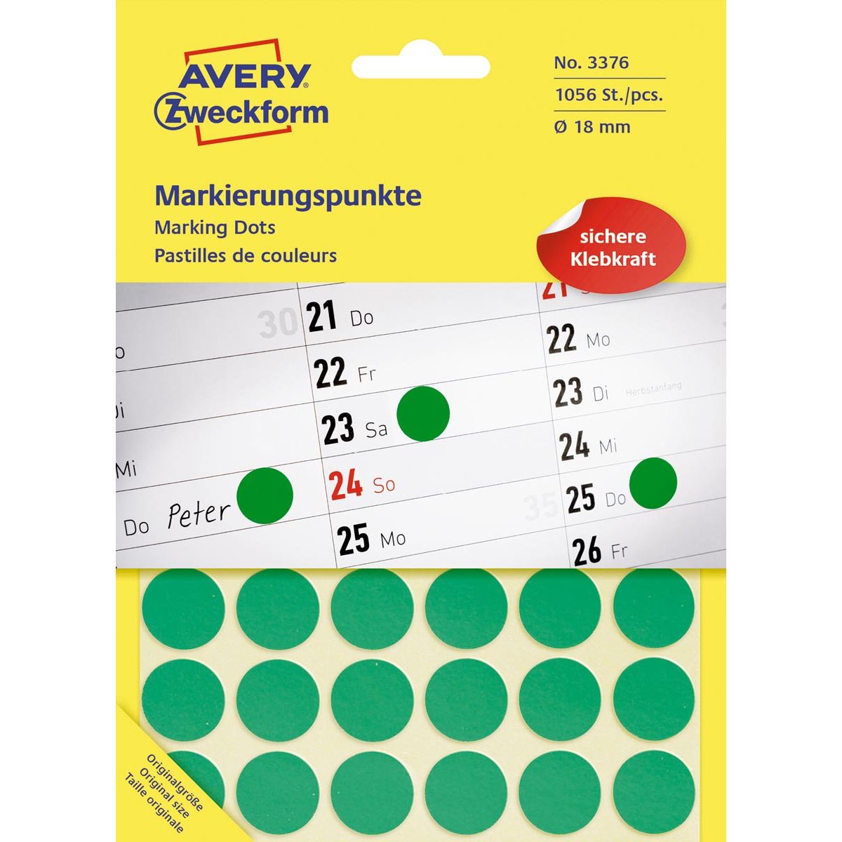 Avery Zweckform -  Ronde etiketten diameter 18 mm, groen, 1.056 stuks