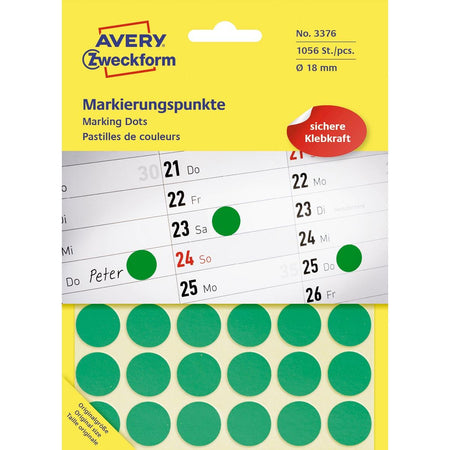 Avery Zweckform - Etiquetas redondas diámetro 18 mm, verde, 1.056 piezas