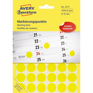 Avery Zweckform -  Ronde etiketten diameter 18 mm, geel, 1.056 stuks