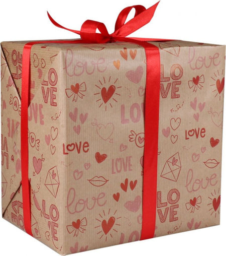 Klika - Carta da regalo | 30 cm| 200m| 70gr/mq | Note d'amore | marrone