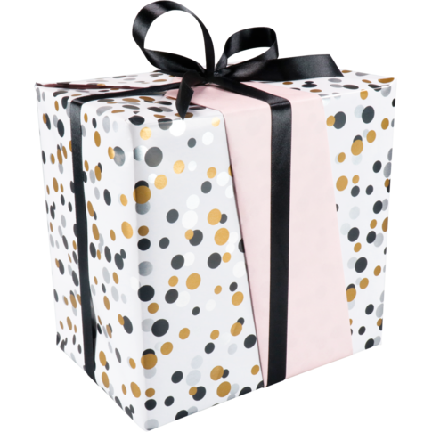 Klika - Gift Paper Confetti Black / GD 50cmx200m