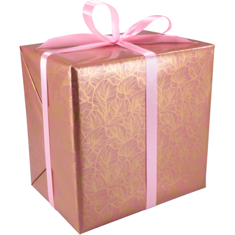 Klika - Cadeaupapier | 50cm | 200m | 80gr/m² | Leafs | roze/goud