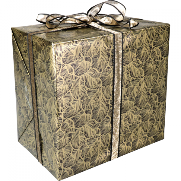 Leafs -  Cadeaupapier 30cm 200m 80gr/m Leaves zwart goud