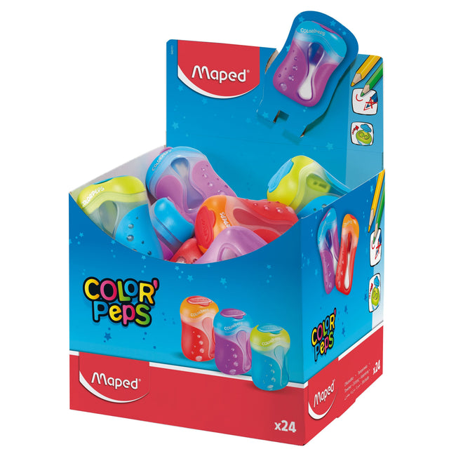 Maped - Sacapuntas Color'Peps display de 2 agujeros de 24 piezas surtidas