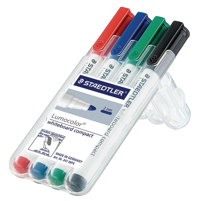 Staedtler -  whiteboardmarker Lumocolor Compact opstelbare box met 4 stuks in geassorteerde kleuren