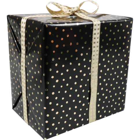 Klika - papier cadeau 50 cm | 200m | Dots de fête | or noir