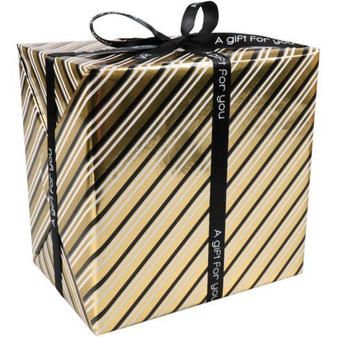 Klika - papier cadeau 30 cm | 200m | Stripe de fête | or noir