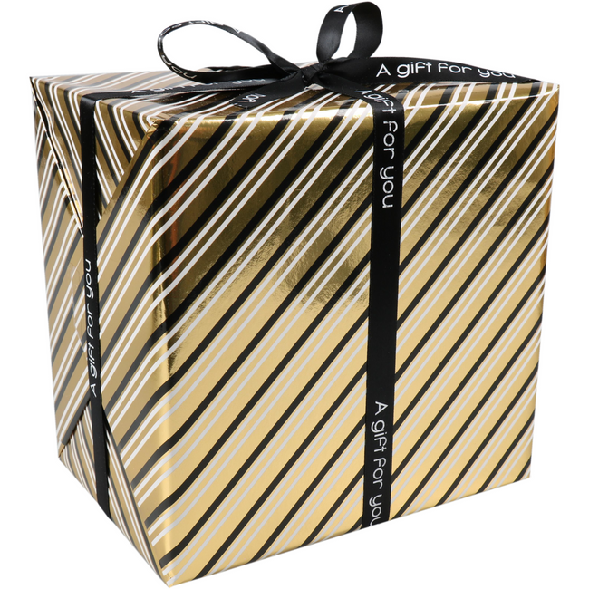 Klika - Geschenkpapier 30 cm | 200 m | Partystreifen | schwarzes Gold