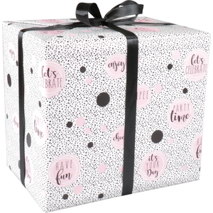 Klika - Gift Wrapping Paper | 50cm | 100m | 80gr/m² | Party time | white/black/pink