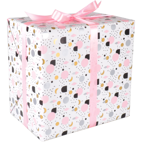 Klika - papier cadeau 50 cm | 200m | 80gr / m² Figures amusantes | Blanc / noir / rose