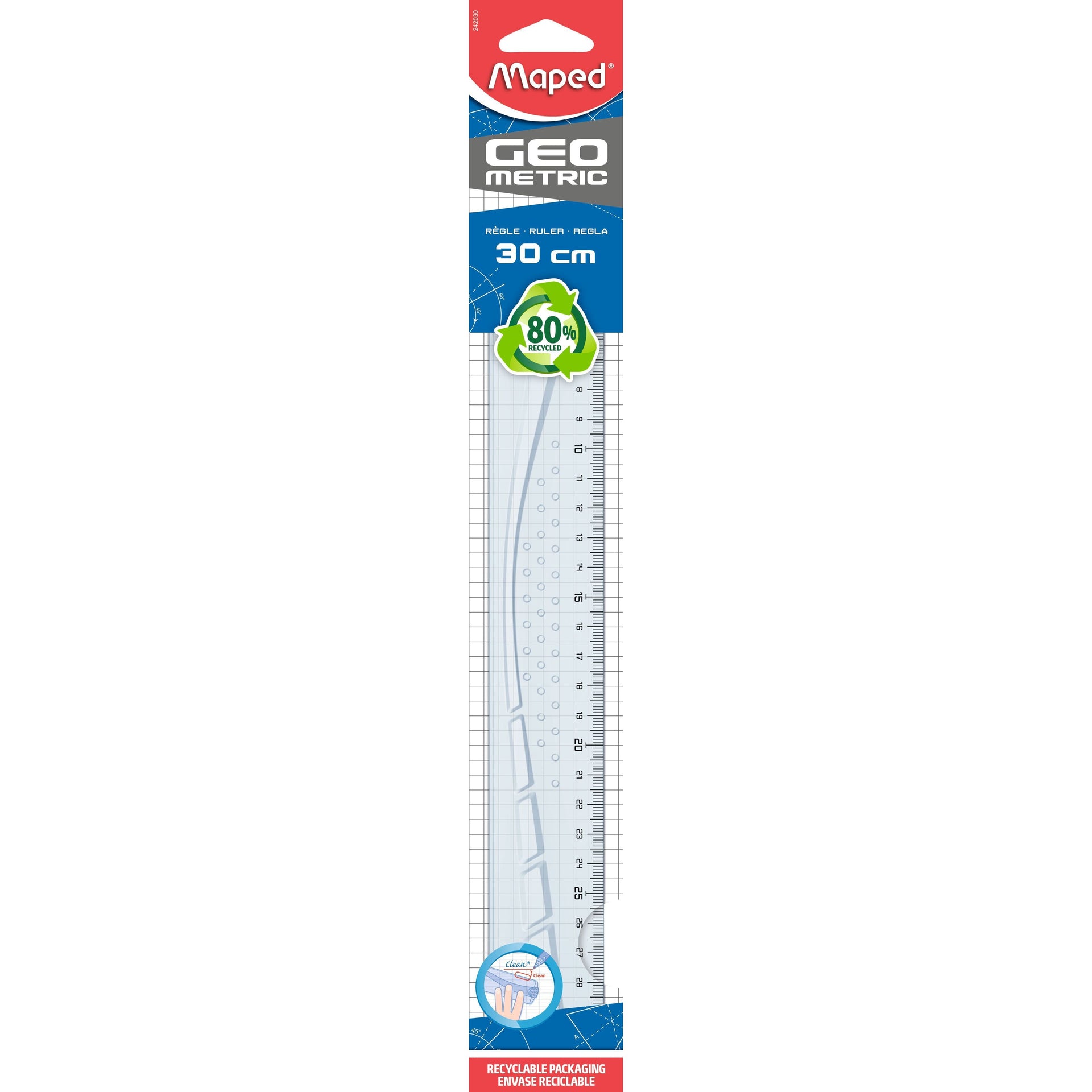 Maped - Regla geométrica 30cm transparente
