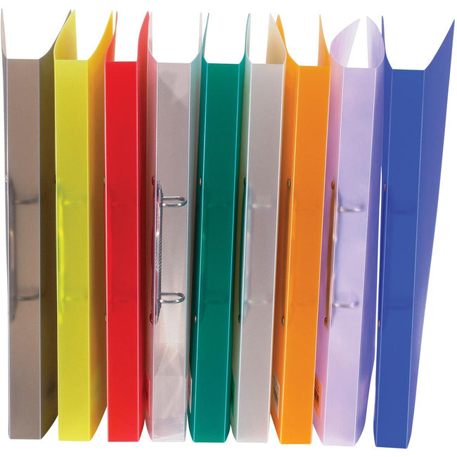 Bronyl - ring binder, for ft A4, made of PP, 2 D-rings of 15 mm, assorted transparent colors
