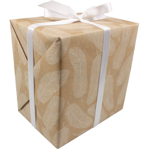 Klika - papier cadeau 50 cm | 200m | 60gr / m² Plumes naturelles | blanc naturel