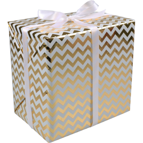 Klika - papier cadeau 50 cm | 200m | 60gr / m² Chevron | or blanc