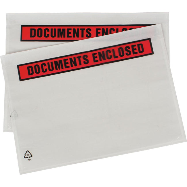 Klika -  Paklijstenvelop Dokulops A5, ft 225 x 160 mm, doos van 1000 stuks, tekst: documents enclosed