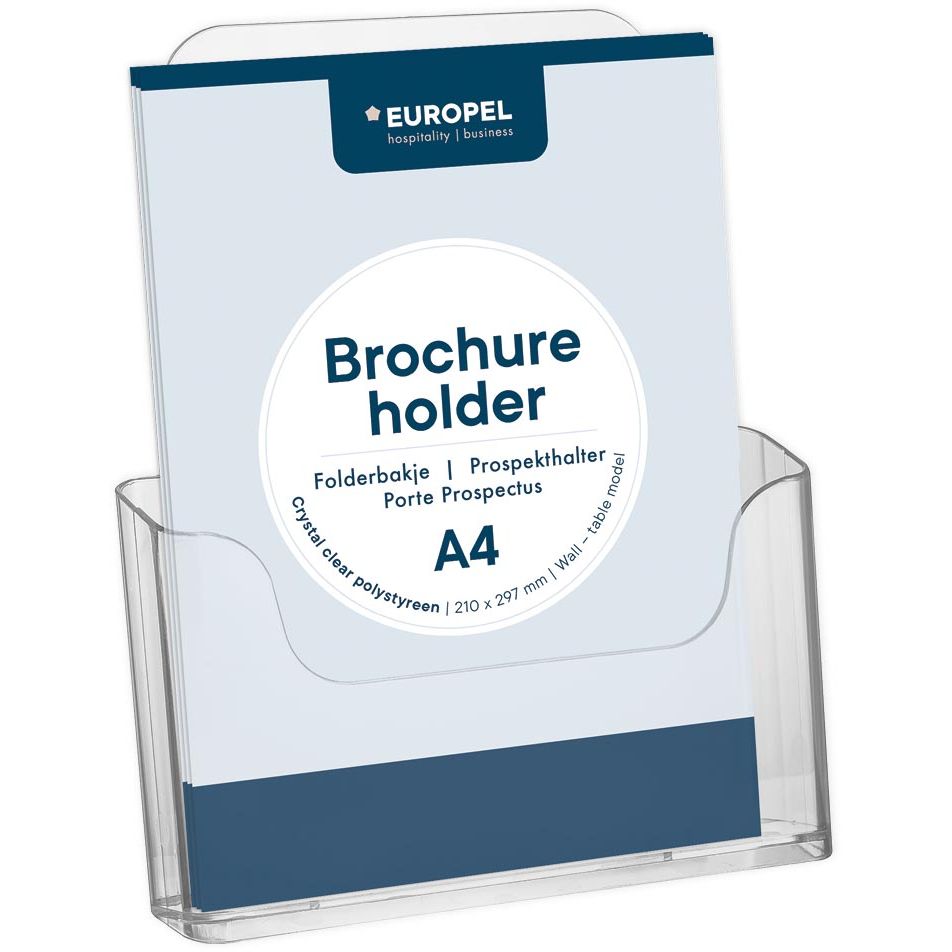Europel - Brochure holder peel table/wall A4 41mm transparent