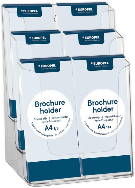 Europel - Prospekthalter Peel 6 Fächer 1/3 A4 transparent