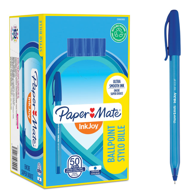 Paper Mate -  Balpen  inkjoy 100 uf blauw | 50 stuks
