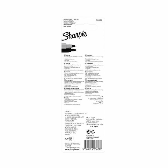 Sharpie -  Viltstift ie twin tip uf en f zwart