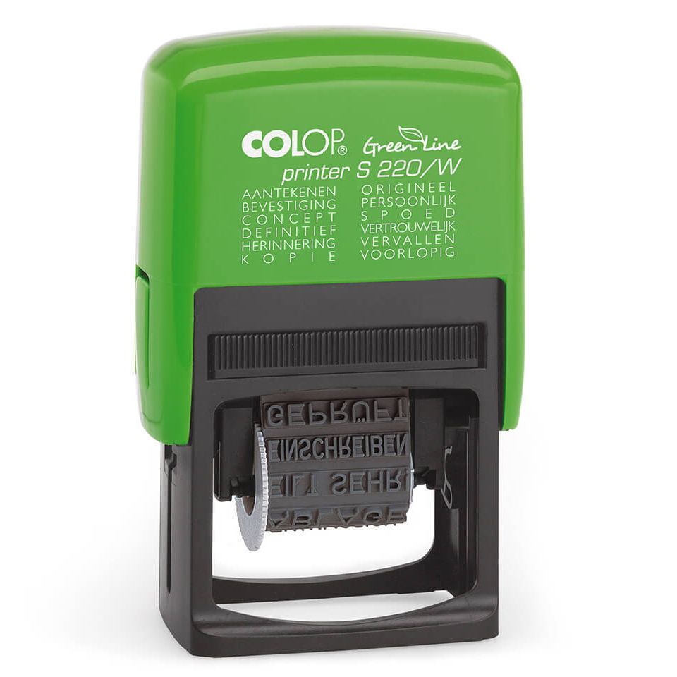 Colop - Impresora de sellos de texto S 220/W Línea Verde 12 textos