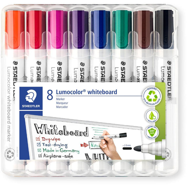 Staedtler -  whiteboardmarker Lumocolor, etui van 8 stuks in geassorteerde kleuren