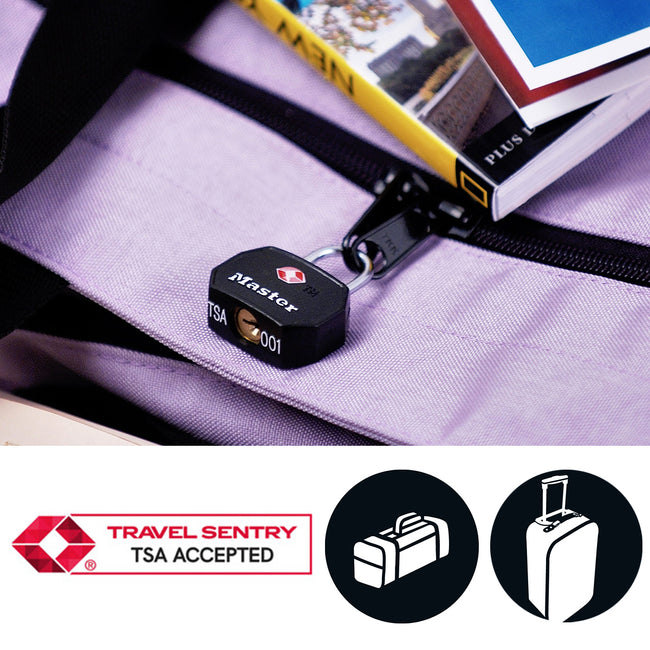 Master Lock -  Hangslot masterlock 2 gelijksl alu tsa zwart 30mm