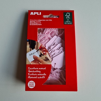 Klika - Étiquette à suspendre avec cordon 22x35 mm ROSE 100 pcs