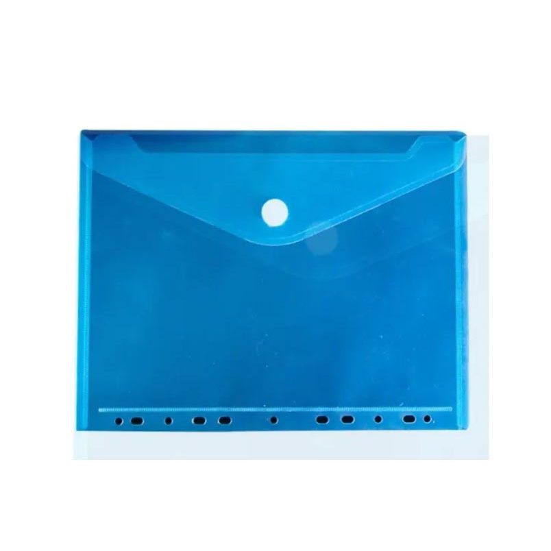 Sans marque - Chemise à documents, avec fermeture velcro, ft A4, perforé, bleu, paquet de 10 pièces