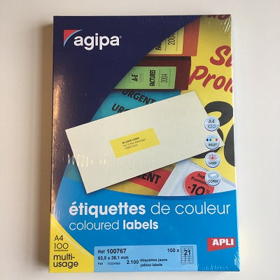 Klika - Laser A4 Étiquettes 63.5x38.1 mm jaune - 4 pièces