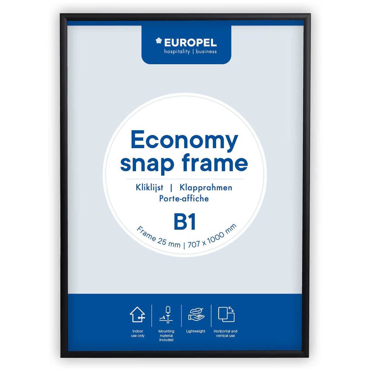 Europel - pel Click frame Economy, marco 25 mm, pie B1, negro