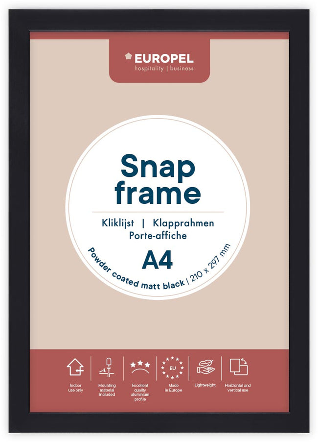 Europel - Snap frame peel A4 25mm matt black