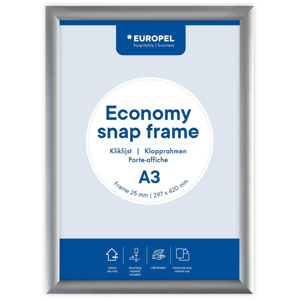 Europel -  pel clicklijst Economy, 25 mm, ft A3, zilver