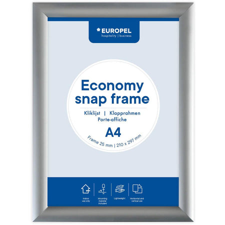 Europel - Cornice a scatto Economy A4 argento