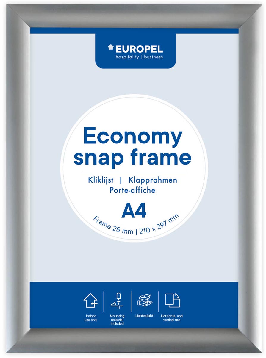 EUROPEL - Économie de clics Pel, liste 25 mm, ft A4, argent