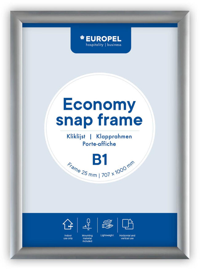 Europel - pel clicklijst Economy, lijst 25 mm, ft B1, zilver