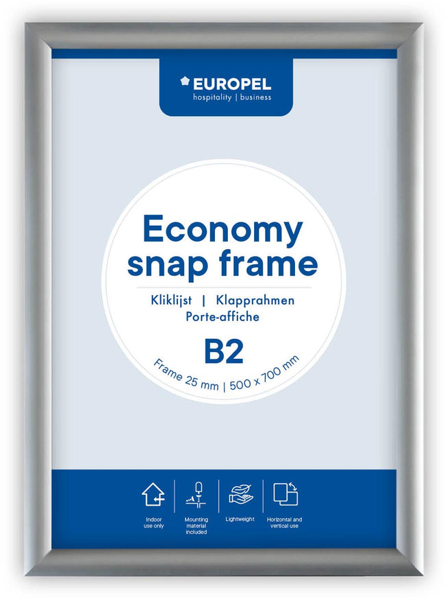 Europel - pel clicklijst Economy, lijst 25 mm, ft B2, zilver