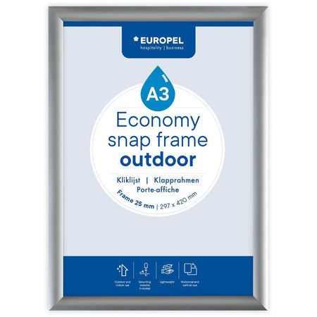 Europel - pel click frame Economy, waterproof, frame 25 mm, ft A3, silver