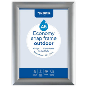 Europel -  pel clicklijst Economy, waterdicht, lijst 25 mm, ft A5, zilver