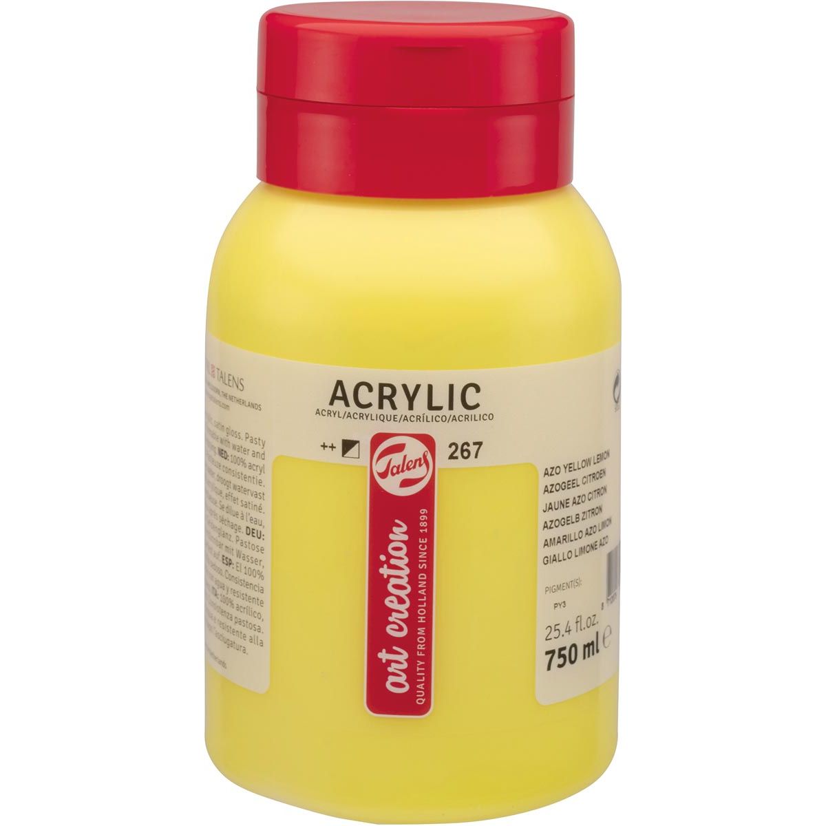 Talens - Art Creation pintura acrílica botella de 750 ml, amarillo azo limón