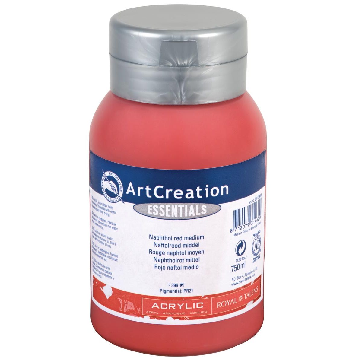 Talens Art Creation - Flacone di pittura acrilica Art Creation da 750 ml, rosso naftolo medio