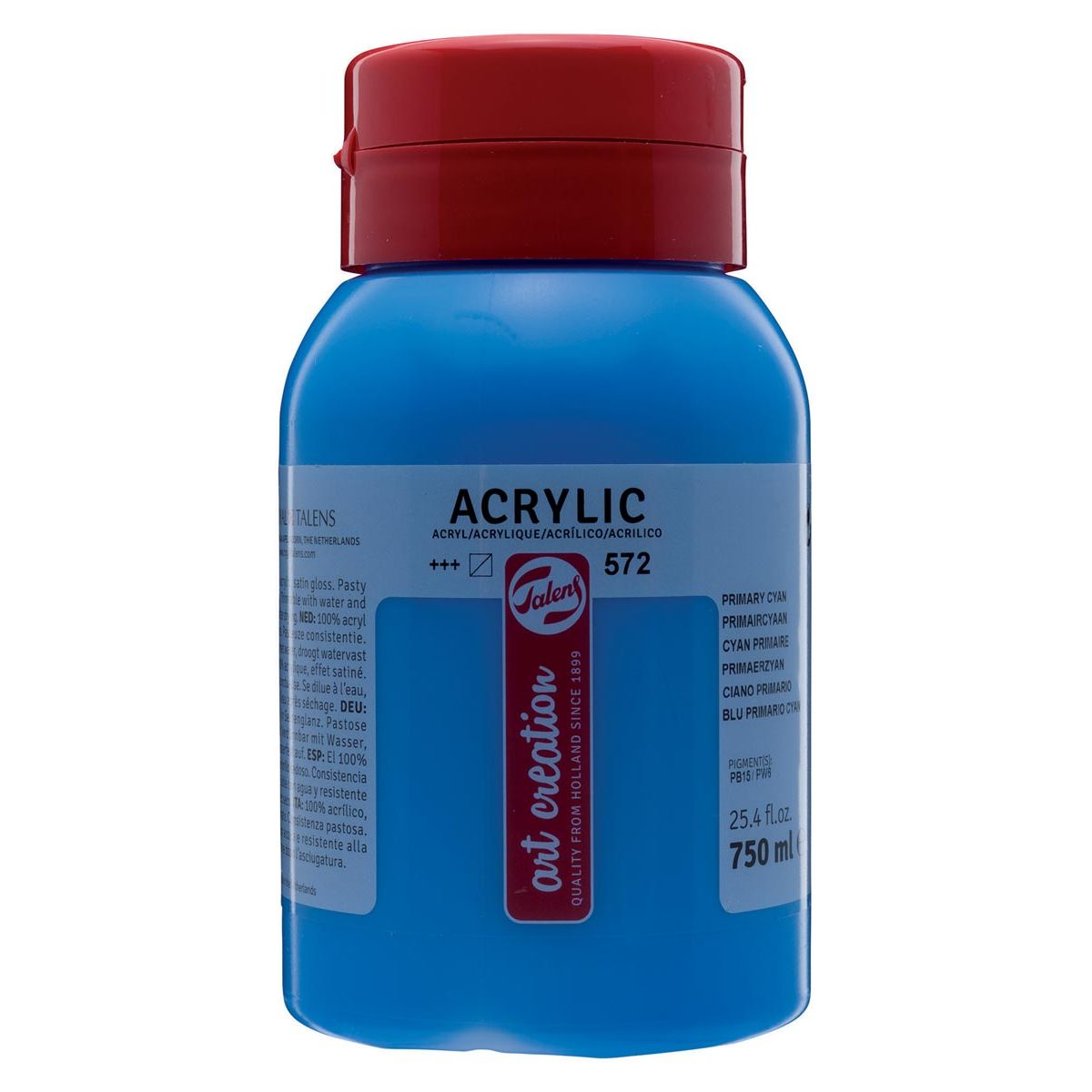 Talens Art Creation - Flacone di vernice acrilica Art Creation da 750 ml, ciano primario