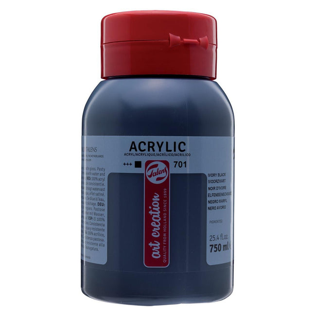 Talens Art Creation - Art Creation acrylic paint bottle of 750 ml, ivory black