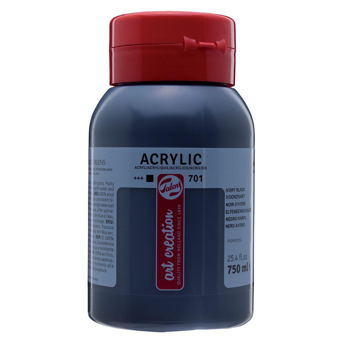 Talens Art Creation - Pintura acrílica Art Creation botella de 750 ml, negro marfil