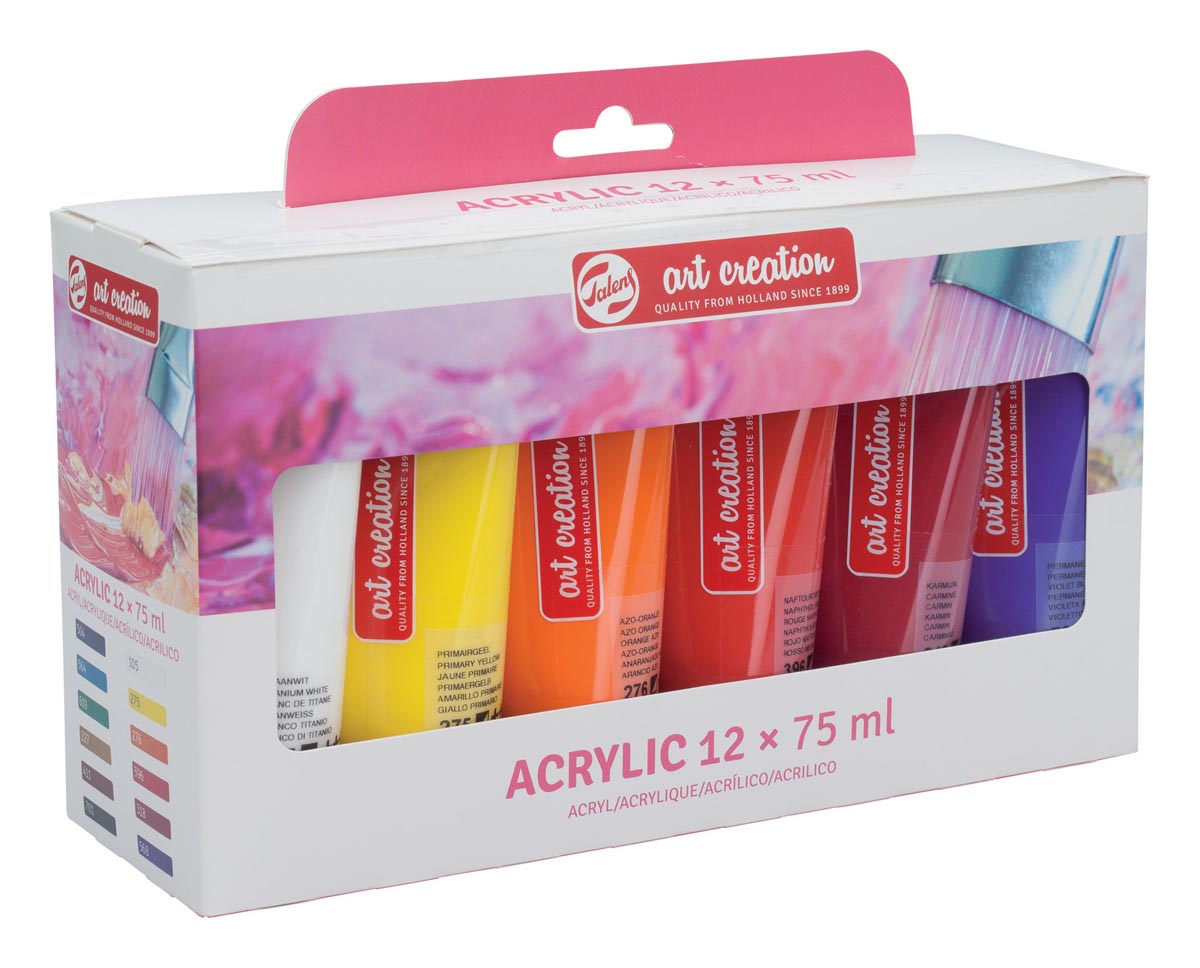 Talens Art Creation – Art Creation Acrylfarbe in der Tube mit 75 ml, Set mit 12 Tuben in verschiedenen Farben