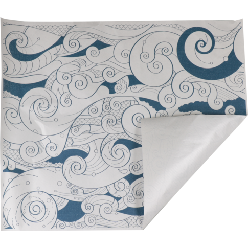 DEPA® - Feuille | Edelpackvel | papier + PE | 40x50cm | Vagues | blanc bleu 15 kg