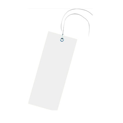 Klika -  Label 60x140mm wit met oog en draad