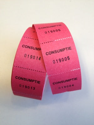 Klika -  Consumptiebonnen op rol rose,rood 500rol
