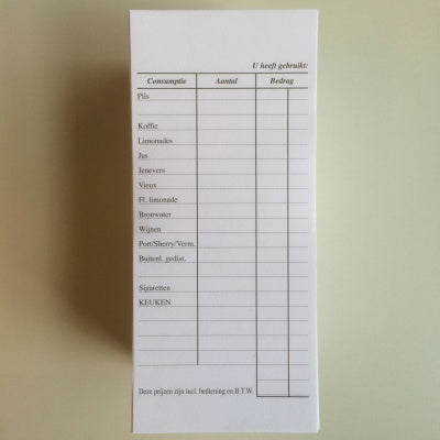 Klika - Bar cards neutrally printed 500 pieces